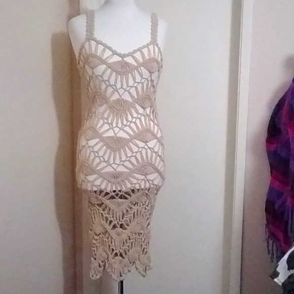 Hand Crafted Dresses & Skirts - SALE $ Boho Beach Crochet Knit Dress M (8)